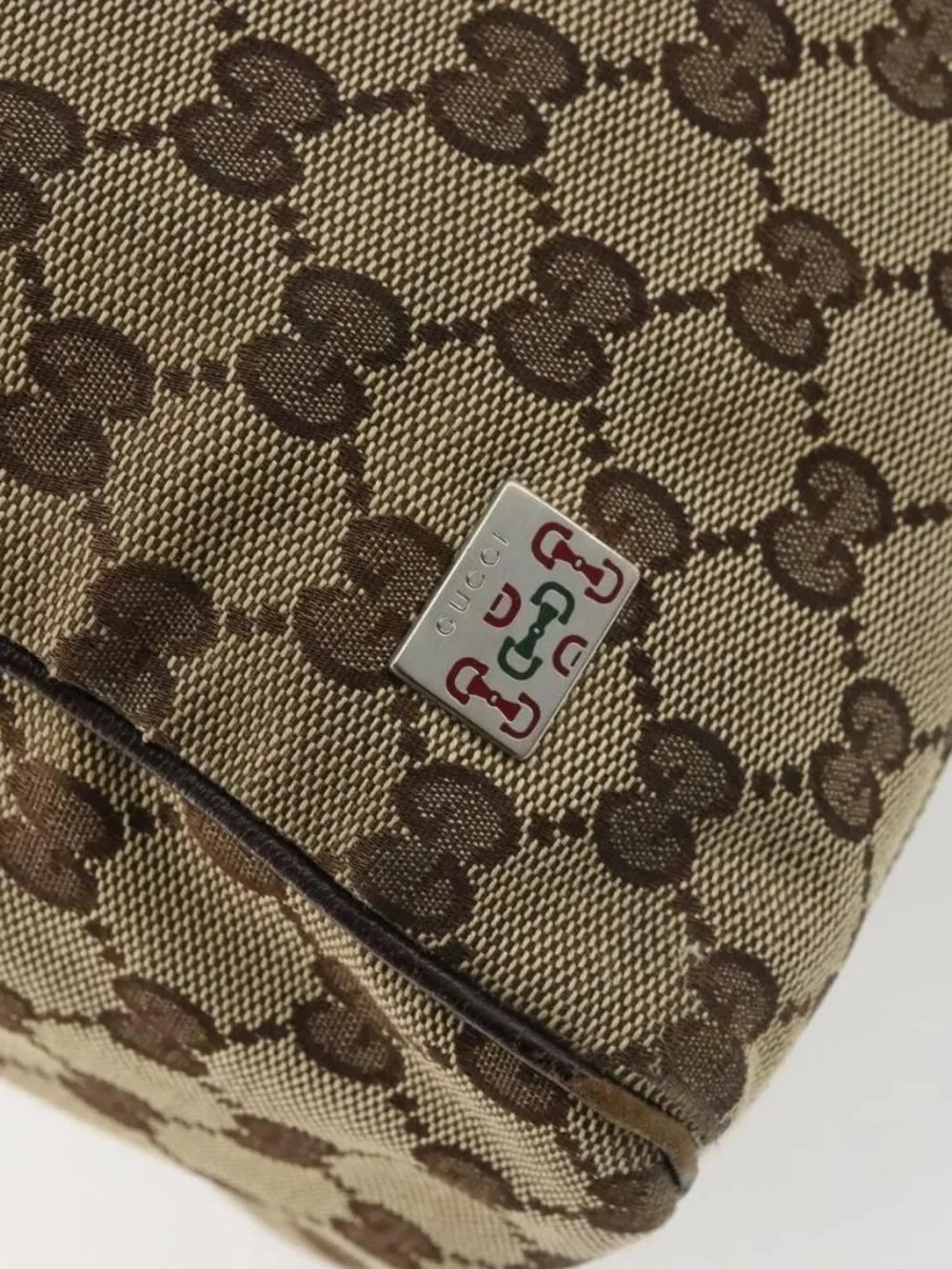 GUCCI GG Canvas Web Sherry Line Hand Bag Beige Red Green 145810 Auth 175735